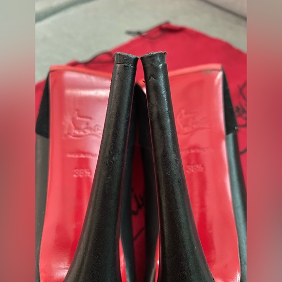 Christian Louboutin Black Leather/Suede Maggie Pumps 38.5 - Picture 4 of 16